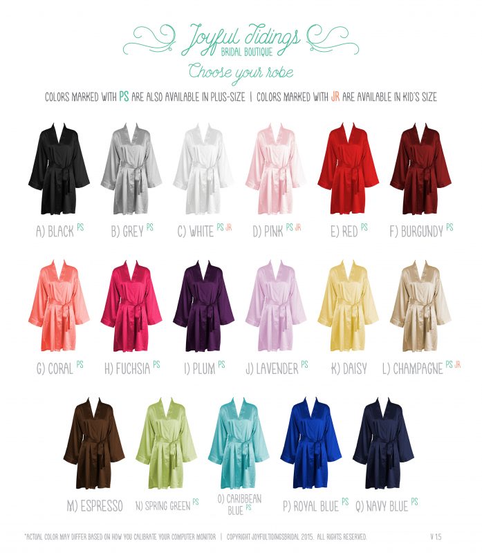 Classic Oxford Cloth Kimono Robes Joyful Tidings Bridal Boutique